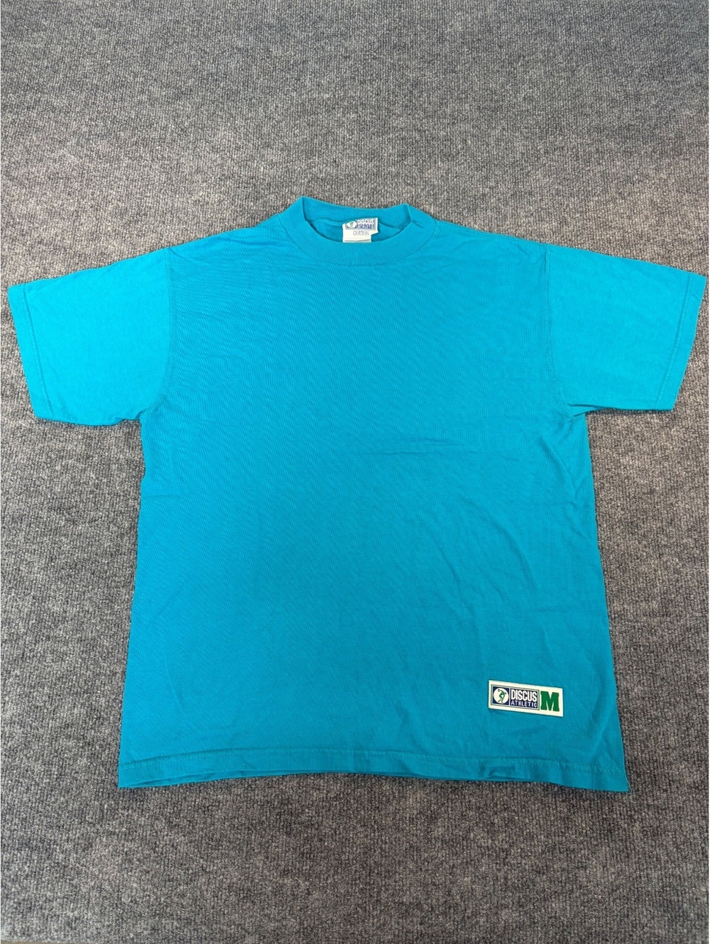 Vintage Discus Athletic Blank Teal T Shirt Sz Medium